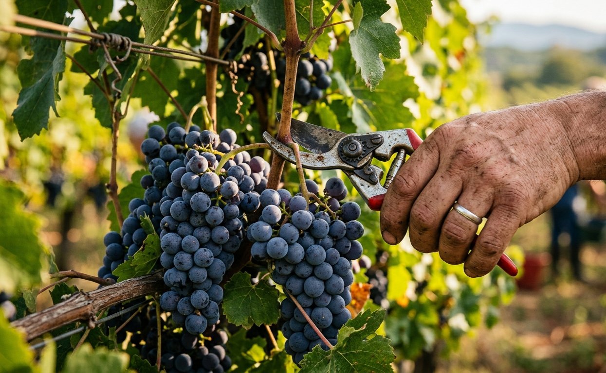 Vendanges manuelles raisins mûrs — Mas de Figuier Bio